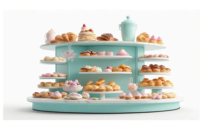 Bakery Treats Display 3D Picture Design Illustration